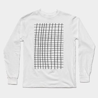 Hand Drawn Grid White Long Sleeve T-Shirt